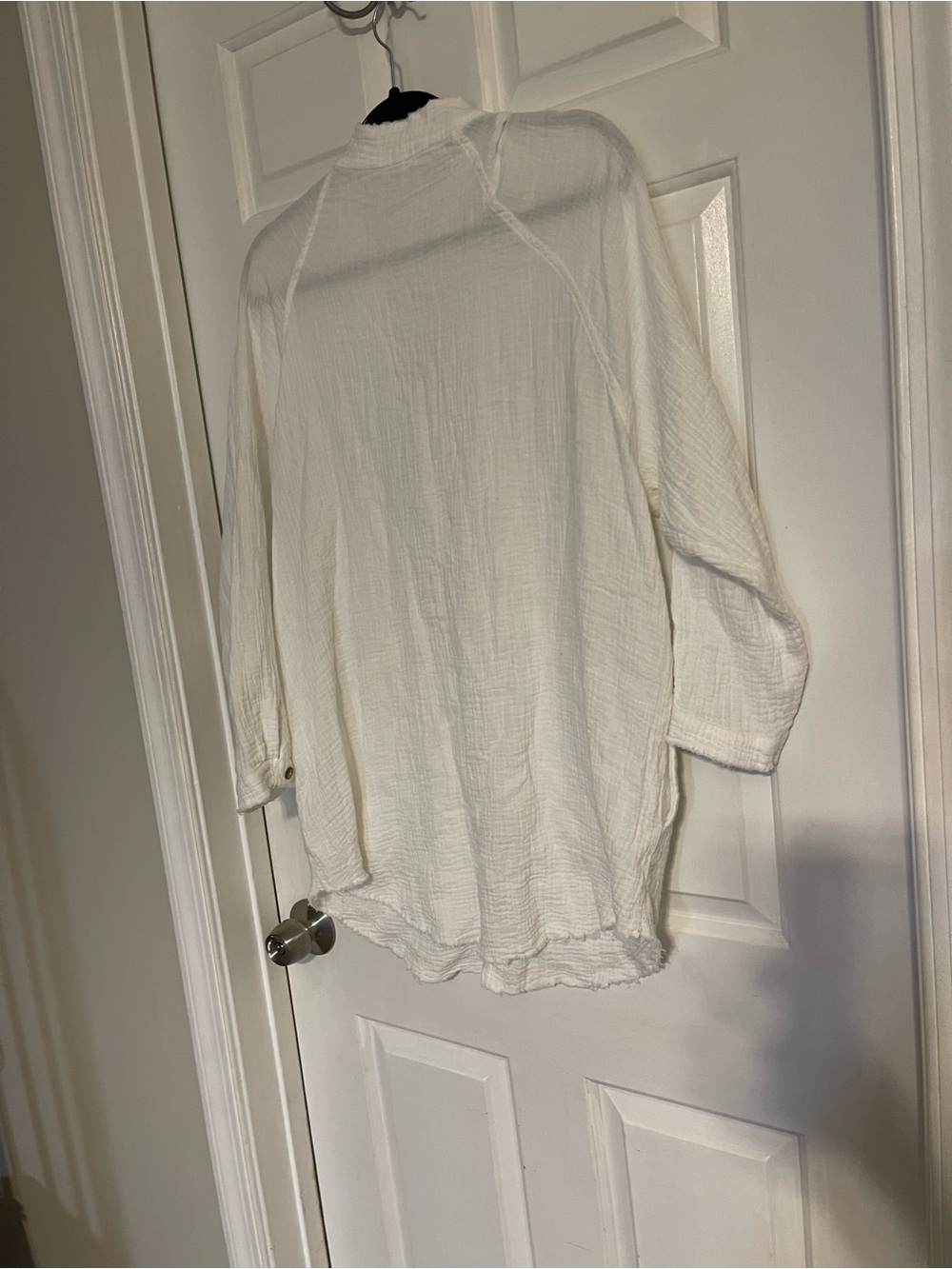 Lightweight White Button-Up Gauze Cover up Shirt - Picture 6 of 6